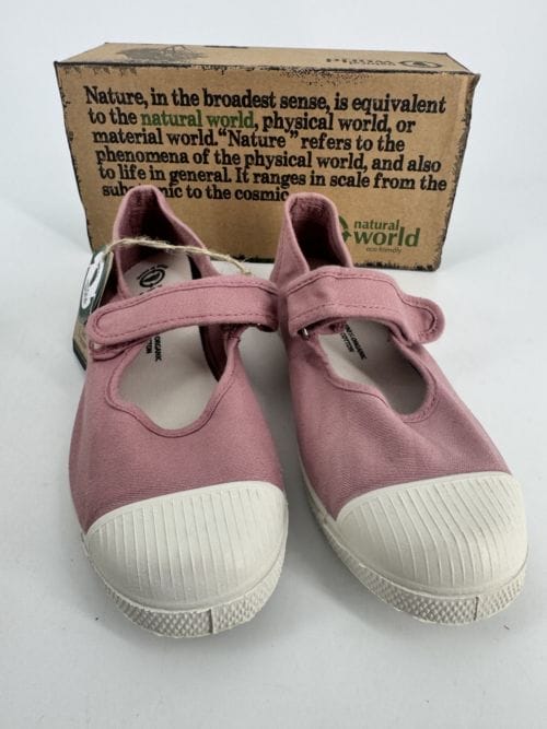 Chaussures enfants sneakers toile à scratch coton bio Natural World 476 502 Rosa Ant -Taille 34