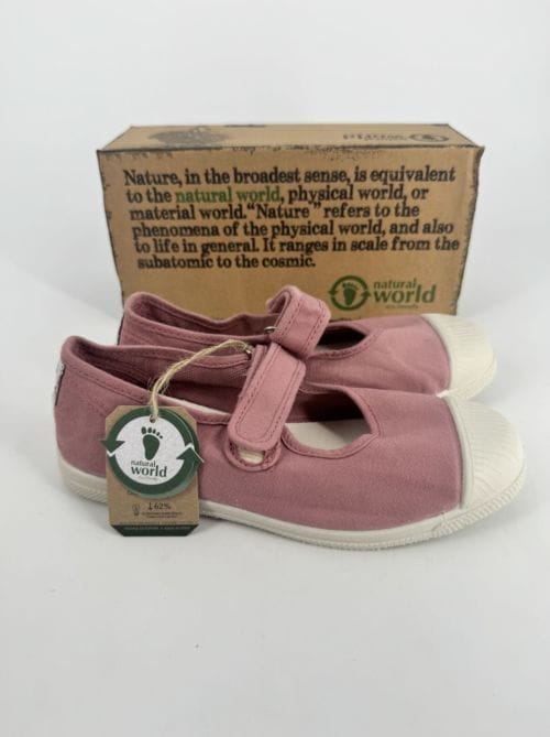 Chaussures enfants sneakers toile à scratch coton bio Natural World 476 502 Rosa Ant -Taille 34