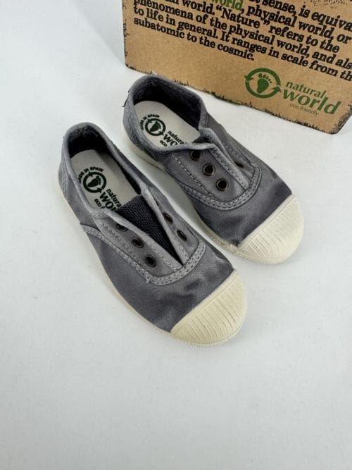 Chaussures enfants sneakers toile élastique coton bio Natural World 470E 623 Gris Enz Taille 28