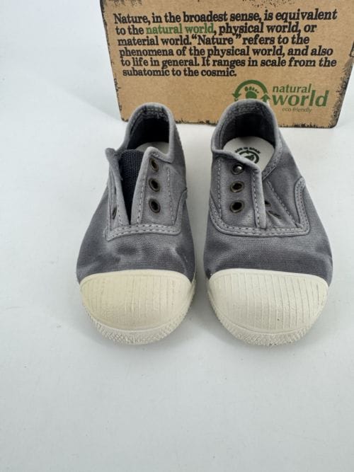 Chaussures enfants sneakers toile élastique coton bio Natural World 470E 623 Gris Enz Taille 28