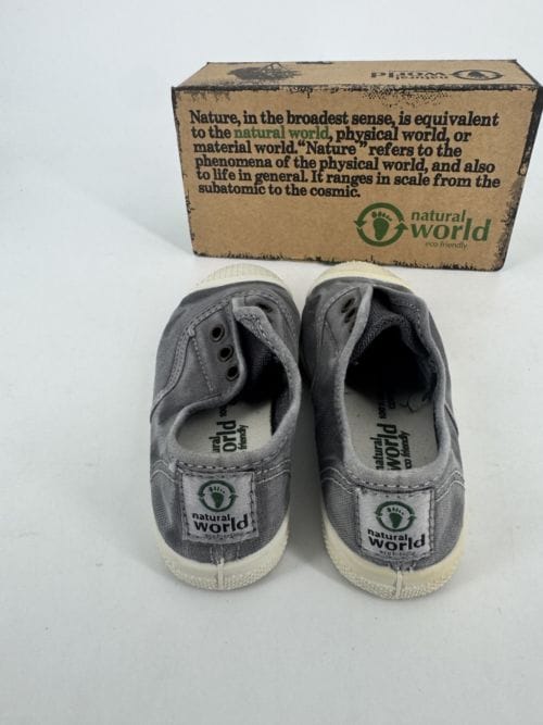 Chaussures enfants sneakers toile élastique coton bio Natural World 470E 623 Gris Enz Taille 28