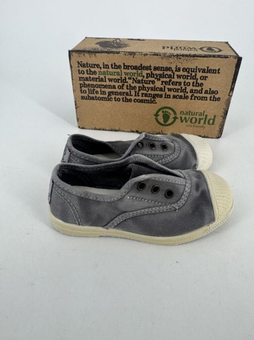 Chaussures enfants sneakers toile élastique coton bio Natural World 470E 623 Gris Enz Taille 28