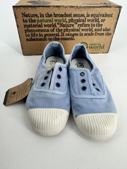 Chaussures enfants sneakers toile élastique coton bio Natural World 470E 680 Air Blue - Bleu clair - Taille 29