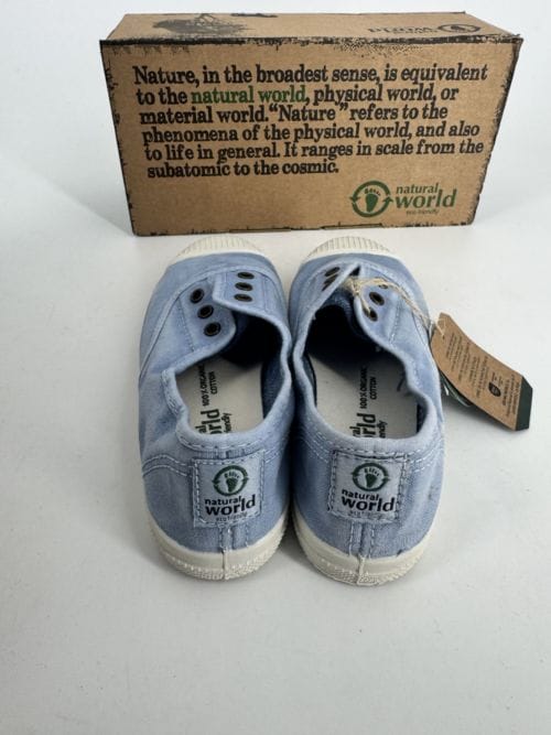 Chaussures enfants sneakers toile élastique coton bio Natural World 470E 680 Air Blue - Bleu clair - Taille 29