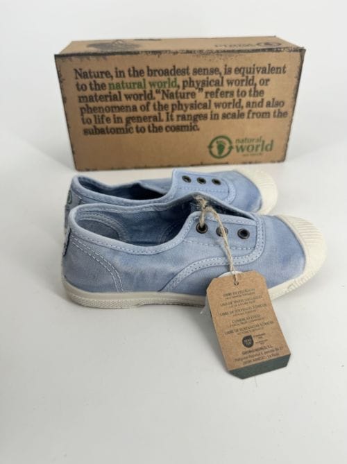 Chaussures enfants sneakers toile élastique coton bio Natural World 470E 680 Air Blue - Bleu clair - Taille 29