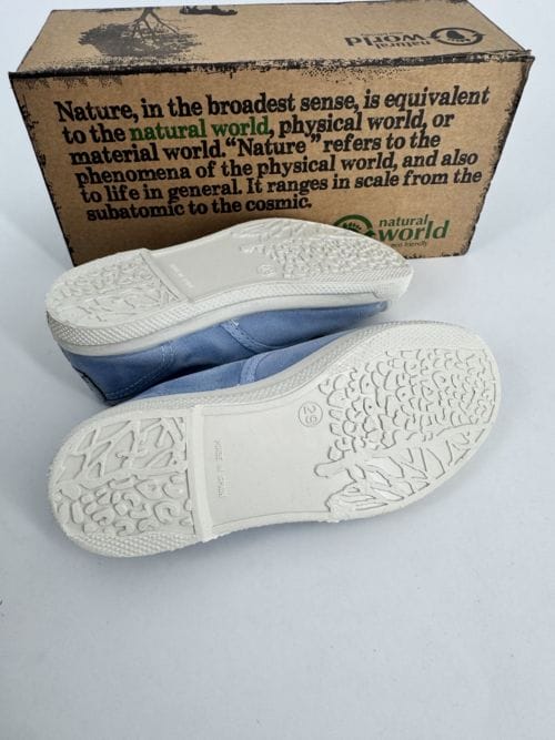 Chaussures enfants sneakers toile élastique coton bio Natural World 470E 680 Air Blue - Bleu clair - Taille 29