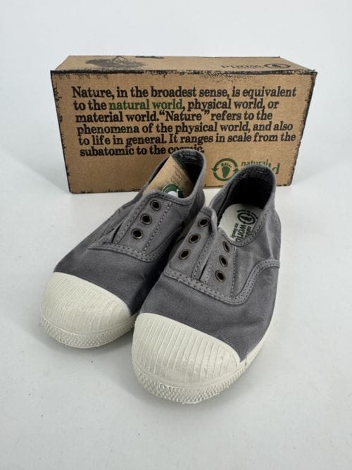 Chaussures enfants sneakers toile élastique coton bio Natural World 470E 623 Gris Enz Taille 29