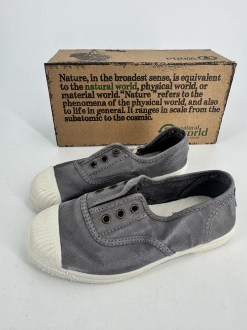 Chaussures enfants sneakers toile élastique coton bio Natural World 470E 623 Gris Enz Taille 29