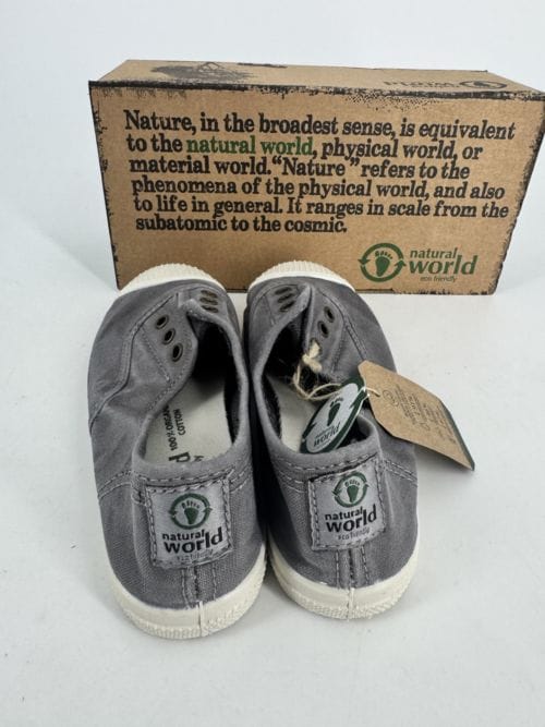 Chaussures enfants sneakers toile élastique coton bio Natural World 470E 623 Gris Enz Taille 29