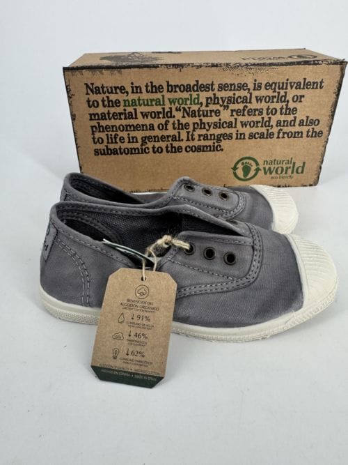 Chaussures enfants sneakers toile élastique coton bio Natural World 470E 623 Gris Enz Taille 29