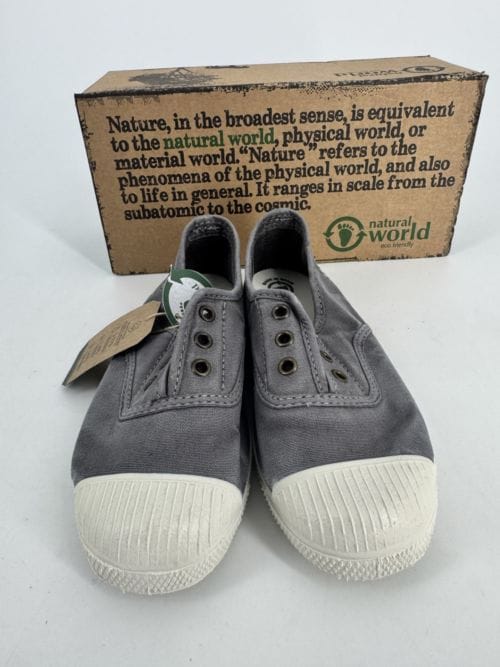 Chaussures enfants sneakers toile élastique coton bio Natural World 470E 623 Gris Enz Taille 29