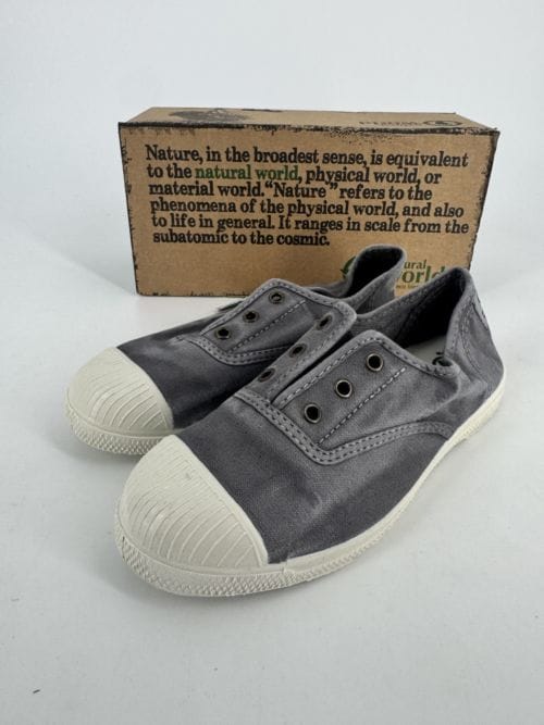 Chaussures enfants sneakers toile élastique coton bio Natural World 470E 623 Gris Enz Taille 33