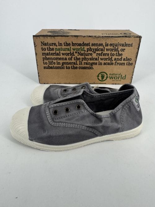 Chaussures enfants sneakers toile élastique coton bio Natural World 470E 623 Gris Enz Taille 33