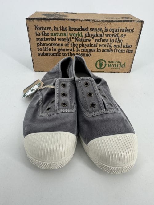 Chaussures enfants sneakers toile élastique coton bio Natural World 470E 623 Gris Enz Taille 33