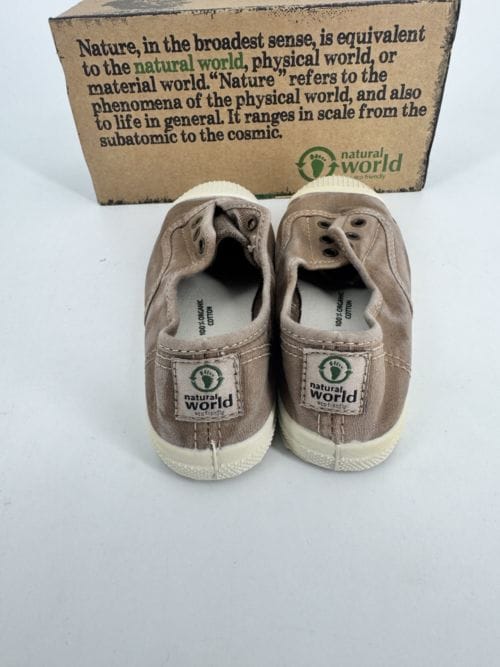 Chaussures enfants sneakers toile élastique coton bio Natural World 470E 621 Beige Enz - Taupe - Taille 29