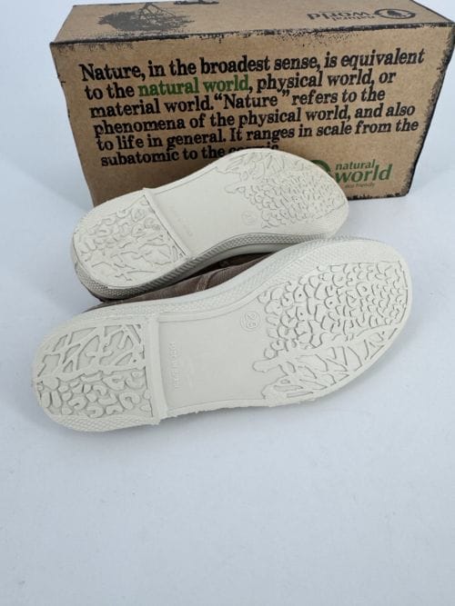 Chaussures enfants sneakers toile élastique coton bio Natural World 470E 621 Beige Enz - Taupe - Taille 29