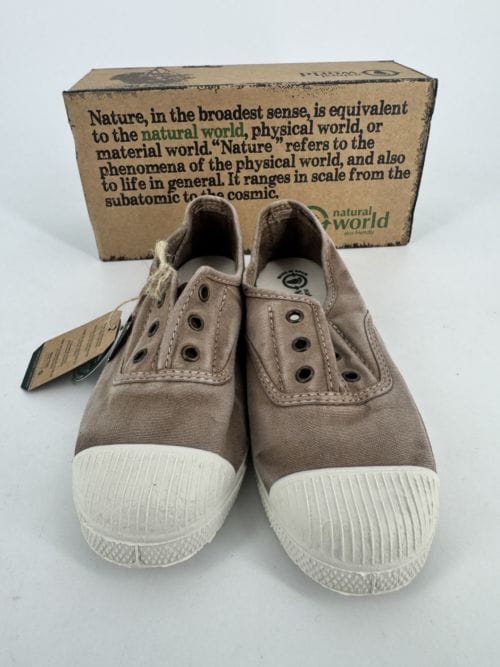 Chaussures enfants sneakers toile élastique coton bio Natural World 470E 621 Beige Enz - Taupe - Taille 32