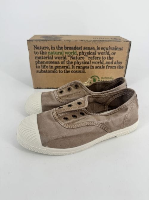 Chaussures enfants sneakers toile élastique coton bio Natural World 470E 621 Beige Enz - Taupe - Taille 32