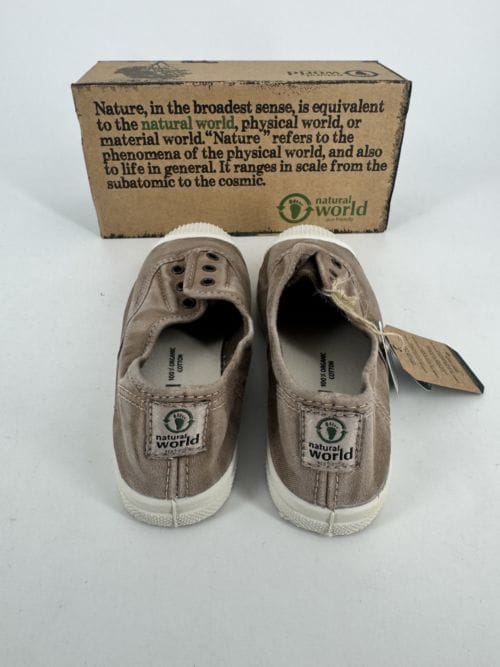Chaussures enfants sneakers toile élastique coton bio Natural World 470E 621 Beige Enz - Taupe - Taille 32