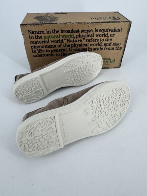 Chaussures enfants sneakers toile élastique coton bio Natural World 470E 621 Beige Enz - Taupe - Taille 32