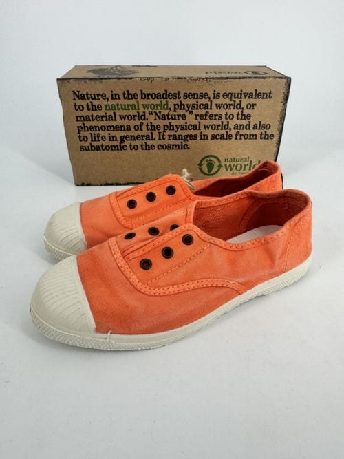 Chaussures enfants sneakers toile élastique coton bio Natural World 470E 654 Mandarina - Orange - Taille 33