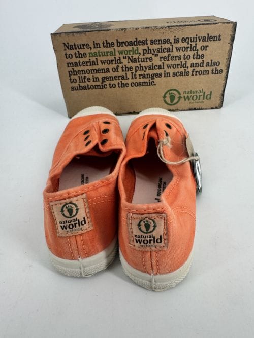 Chaussures enfants sneakers toile élastique coton bio Natural World 470E 654 Mandarina - Orange - Taille 33