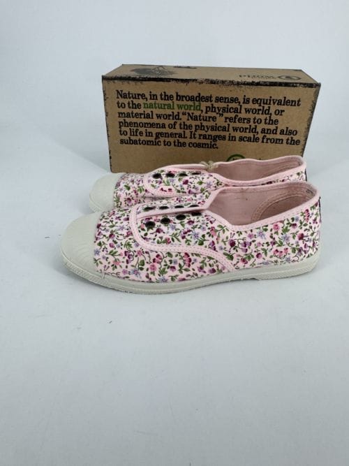 Chaussures enfants sneakers toile élastique coton bio Natural World 471 541 Rosa Misty à fleurs - Taille 34
