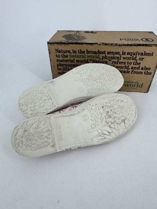 Chaussures enfants sneakers toile élastique coton bio Natural World 471 541 Rosa Misty à fleurs - Taille 34