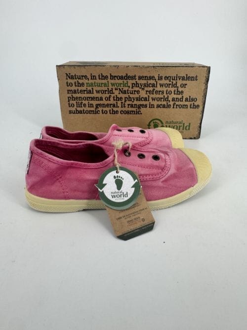 Chaussures enfants sneakers toile élastique coton bio Natural World 470E 612 Fushia Enz - Rose - Taille 32 La semelle d'une des deux est plus jaune que l'autre